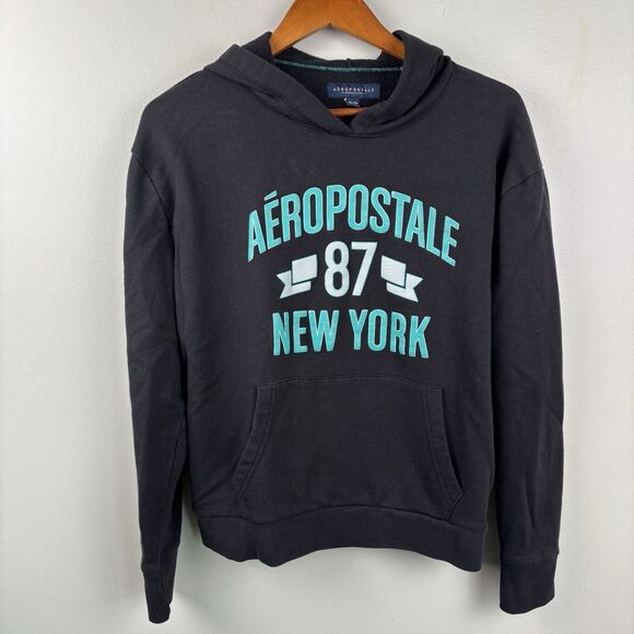 Lot of 2 Aeropostale Womens Hoodies Pullover Size XL Pocket  Navy And Black READ - Picture 7 of 13